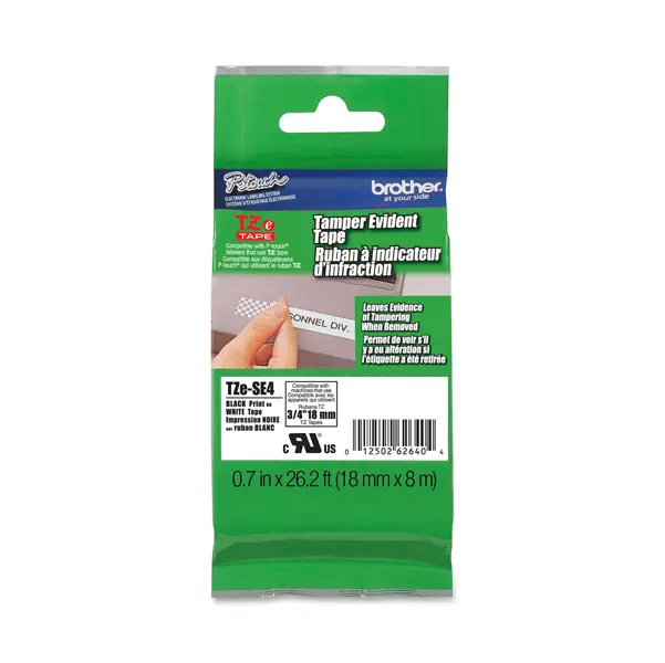 1x NASTRO DI SICUREZZA TZE-SE4 18MMx8MT NERO/BIANCO