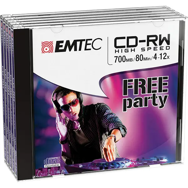 1x CD-RW EMTEC RW 80MIN/700MB 4-12x JEWEL CASE (kit 5pz)
