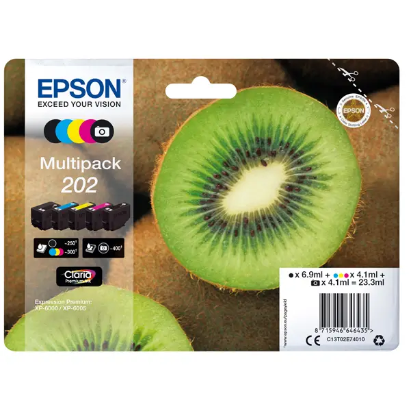 1x CONF. 5 CARTUCCE INK MULTIPACK 1 PER COLORE 202 KIWI