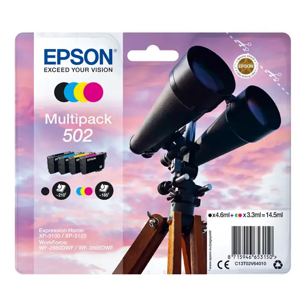 1x Epson Multipack 4 colori Binocolo 502_BK/C/M/Y