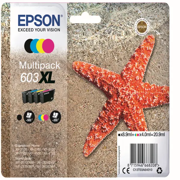 1x Cartucce di inchiostro Epson Multipack BK/C/M/Y XL serie 603 Stella Marina