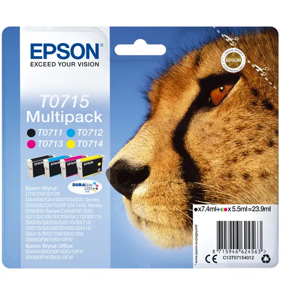 1x MULTIPACK (T071) 4 COLORI NERO CIANO MAGENTA GIALLO BLISTER RS