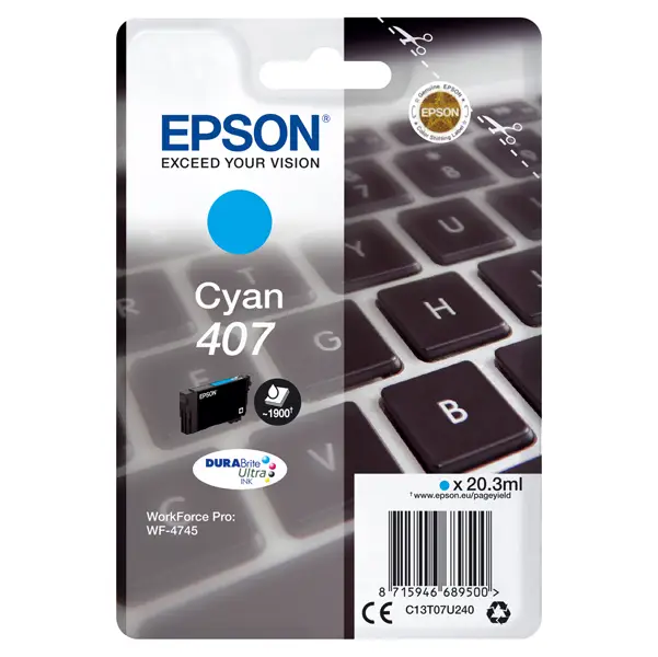 1x Cartuccia Epson Ciano 407L 38,1 ML