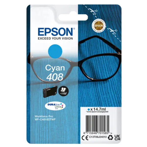 1x Epson Cartuccia DURABrite Ultra, 408 Ciano