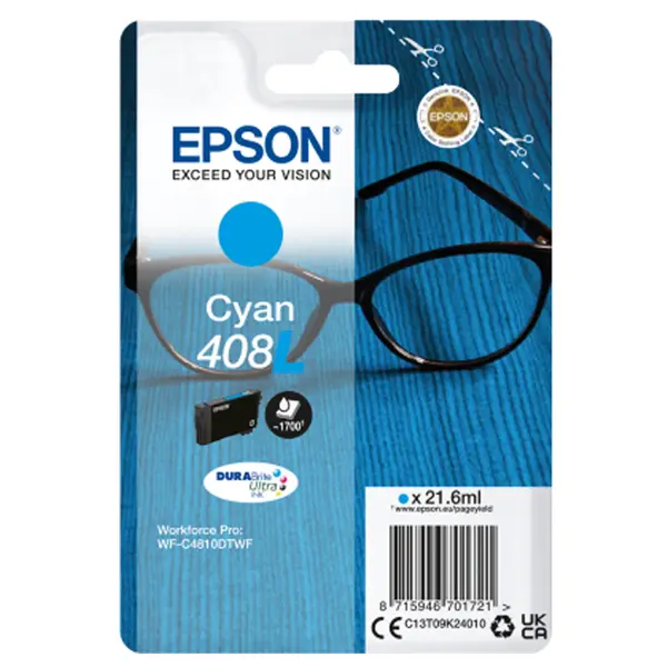 1x Epson Cartuccia DURABrite Ultra, 408L Ciano