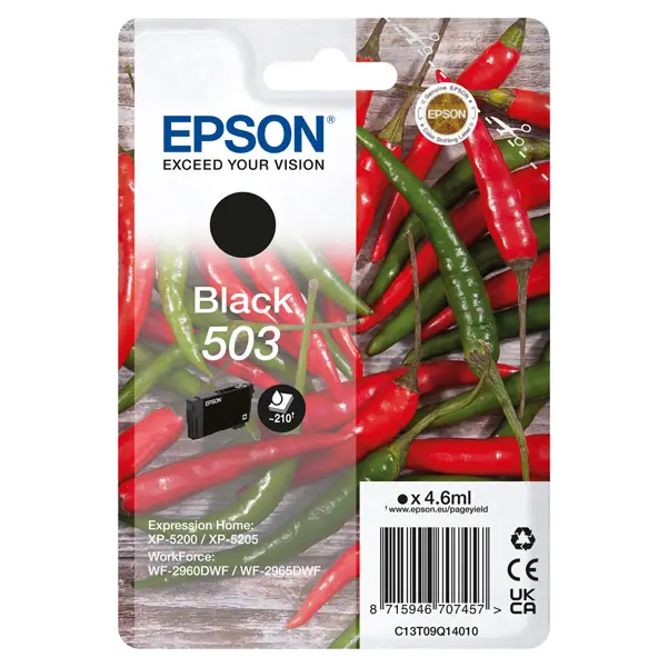1x Epson Cartuccia 503 Peperoncino Nero 4,6 ml