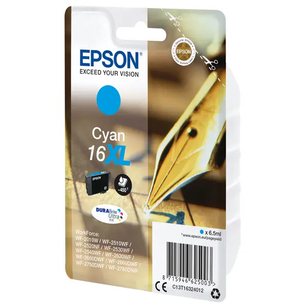 1x CARTUCCIA A PIGMENTI CIANO EPSON DURABRITE ULTRA, SERIE 16XL/PENNA E CRUCIVERBA