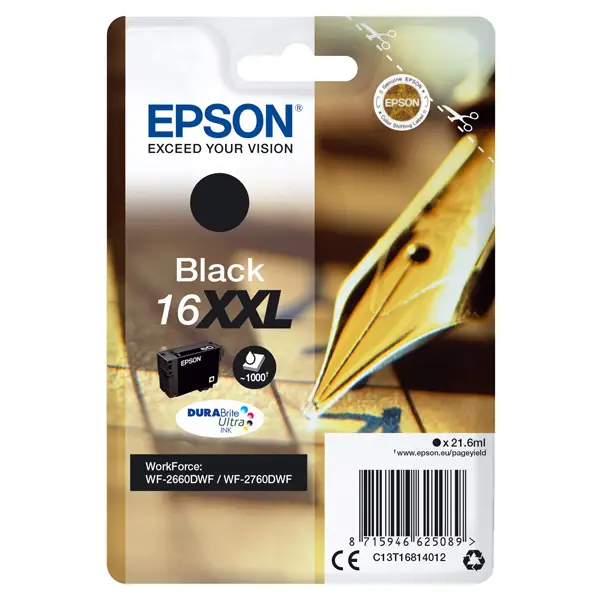 1x CARTUCCIA A PIGMENTI NERO EPSON DURABRITE ULTRA, SERIE 16XXL