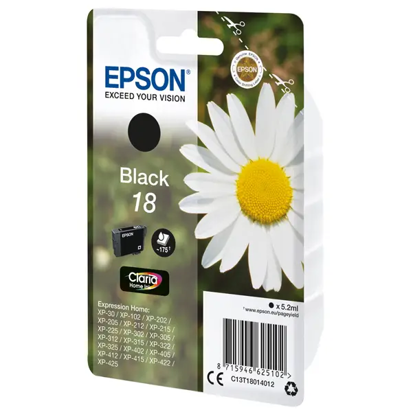 1x CARTUCCIA NERO (A PIGMENTI)EPSON CLARIA HOME SERIE 18/MARGHERITA IN CONF. BLIST