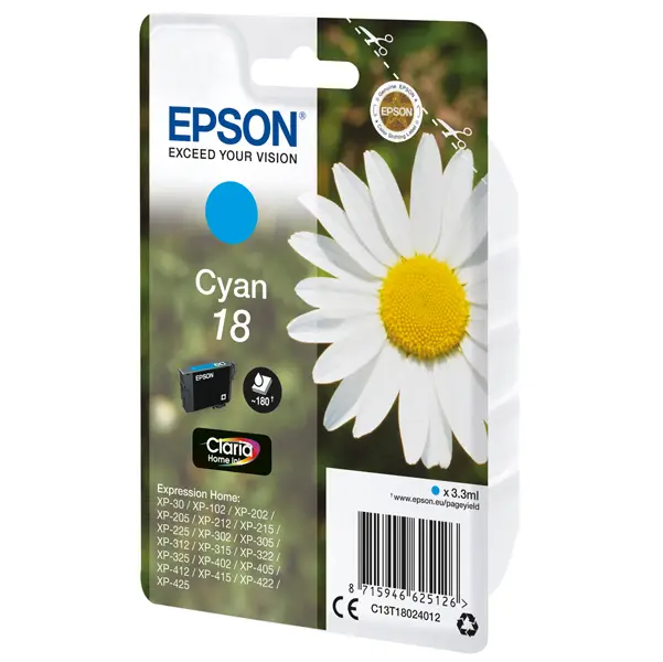 1x CARTUCCIA CIANO EPSON CLARIA HOMESERIE 18/MARGHERITA IN CONF. BLISTER RS