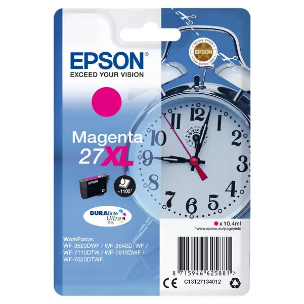 1x CARTUCCIA INCHIOSTRO MAGENTA DURABRITE ULTRA, SERIE 27XL /SVEGLIA