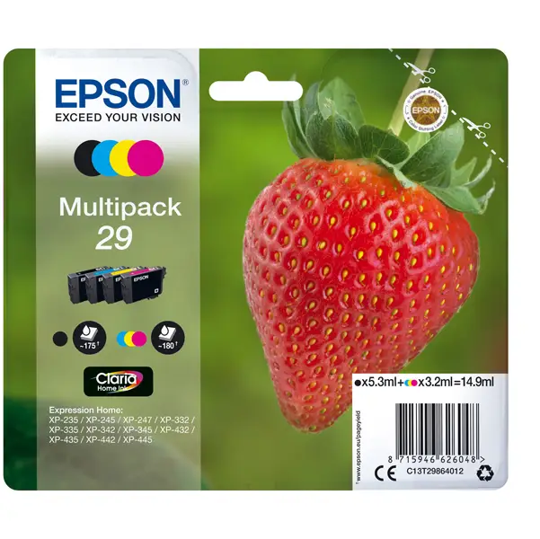 1x CONF. 4 CARTUCCE INK 1 X COLORE SERIE 29 FRAGOLA