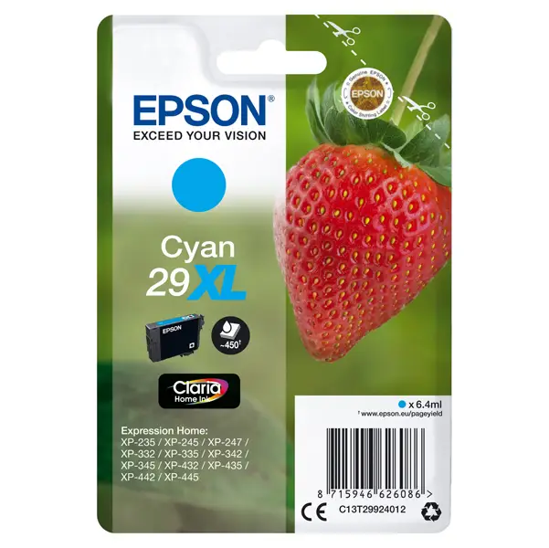 1x CARTUCCIA INCHIOSTRO CIANO SERIE 29XL FRAGOLA T2992