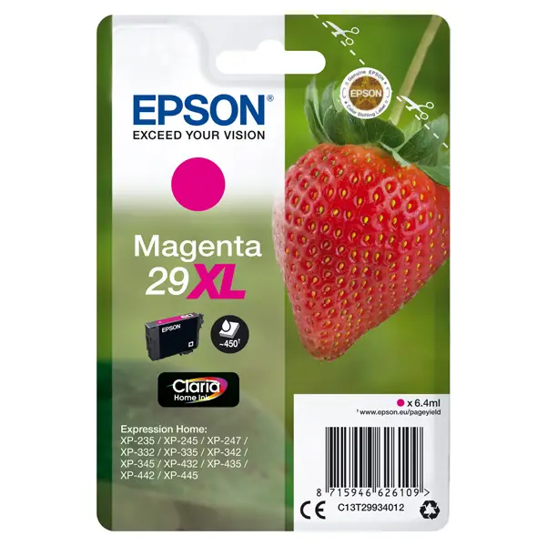 1x CARTUCCIA INCHIOSTRO MAGENTA SERIE 29XL FRAGOLA T2993