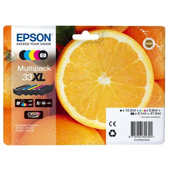 1x CONF. 5 CARTUCCE INK XL MULTIPACK 1 PER COLORE 33 ARANCE