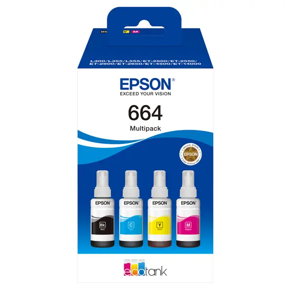 1x Epson Multipack 4 colori 664 EcoTank_BK/C/M/Y