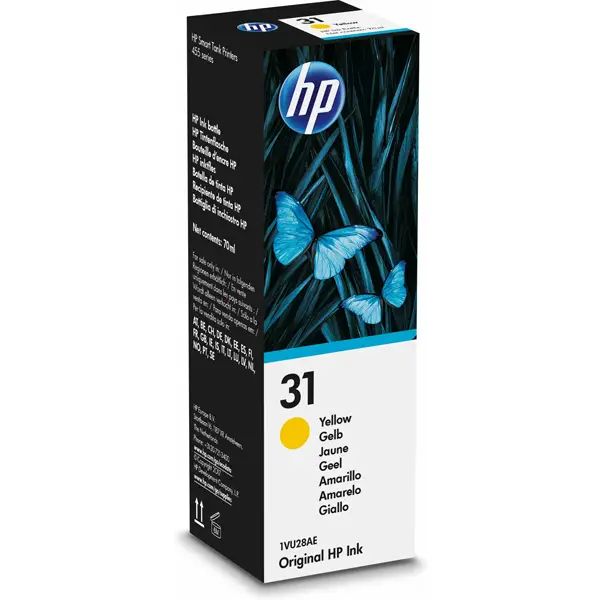 1x Hp Flacone di inchiostro giallo originale HP 31 da 70 ml