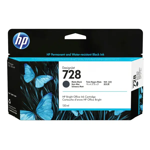1x Hp Cartuccia inchiostro nero opaco DesignJet 728 da 130 ml