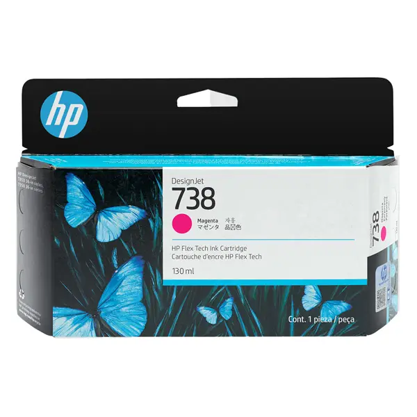 1x Hp Cartuccia ink DesignJet 738 Magenta -130ml
