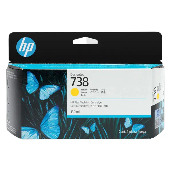 1x Hp Cartuccia ink DesignJet 738 Giallo -130ml