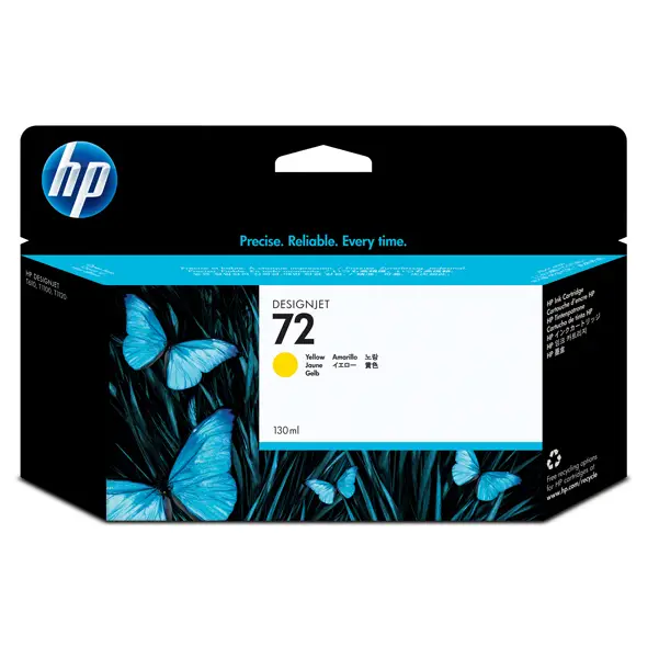 1x CARTUCCIA D'INCHIOSTRO HP 72 GIALLO DA 130 ML CON INCHIOSTRO HP VIVERA