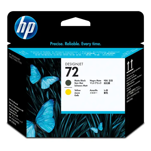 1x TESTINA DI STAMPA HP 72 NERO OPACO E GIALLO
