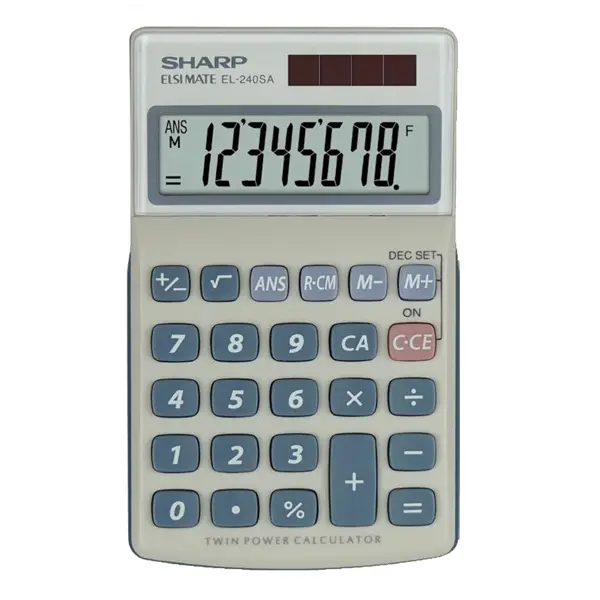 1x Sharp Calcolatrice tascabile EL240SAB Bianco/Grigio 8 cifre