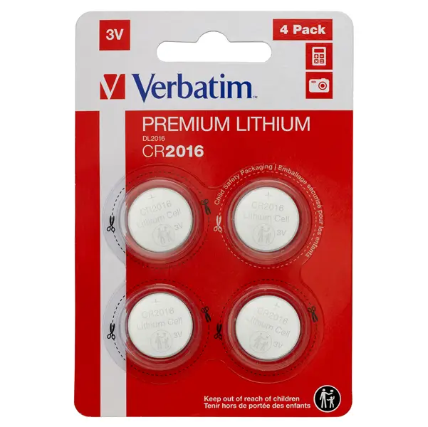 1x BLISTER 4 MICROPILE A PASTIGLIA CR2016 LITIO 3V VERBATIM