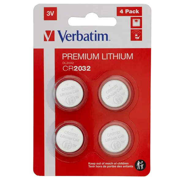 1x BLISTER 4 MICROPILE A PASTIGLIA CR2032 LITIO 3V VERBATIM