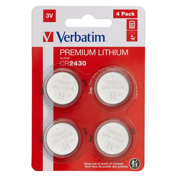 1x BLISTER 4 MICROPILE A PASTIGLIA CR2430 LITIO 3V VERBATIM