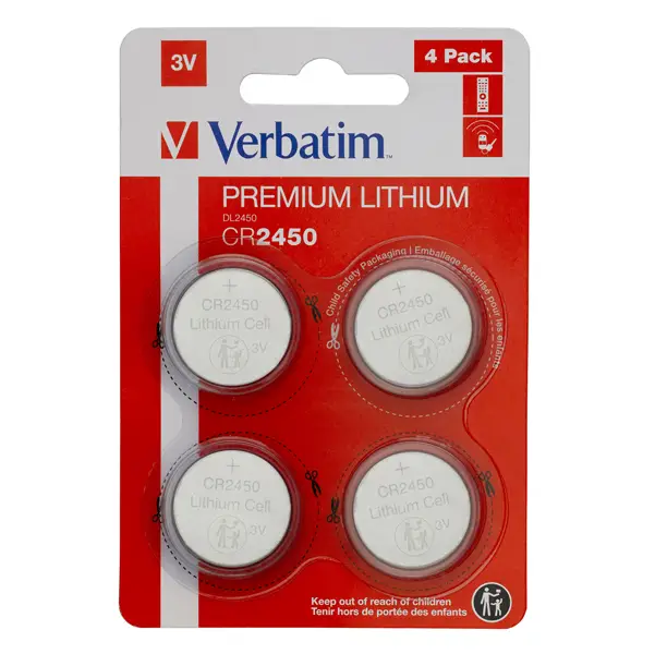 1x BLISTER 4 MICROPILE A PASTIGLIA CR2450 LITIO 3V VERBATIM