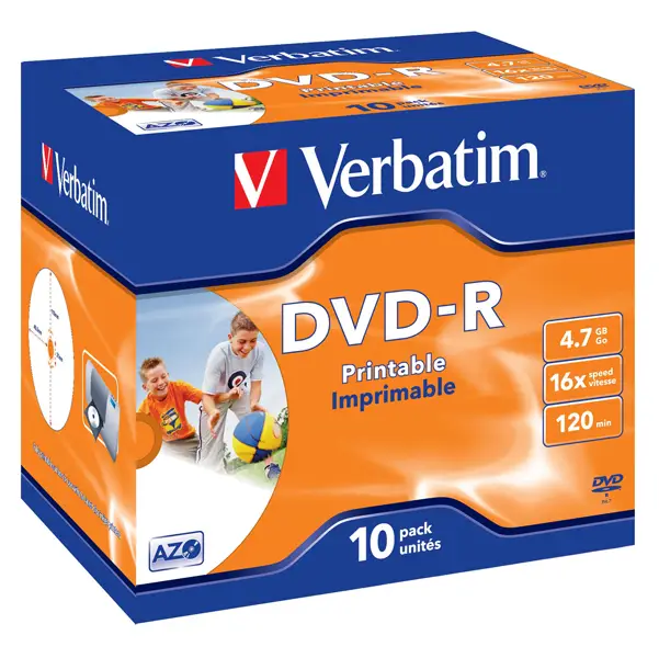 1x SCATOLA 10 DVD-R J.CASE 16X 4.7GB 120MIN. WIDE PHOTO STAMP INK-JET