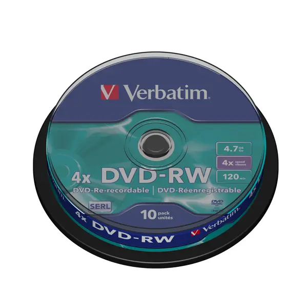 1x SCATOLA 10 DVD-RW SPINDLE 4X 4.7GB 120MIN. SERIGRAFATO