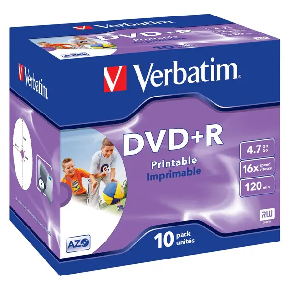 1x SCATOLA 10 DVD+R JEWEL CASE 16X 4.7GB 120MIN. STAMPABILE WIDE PHOTO INKJET