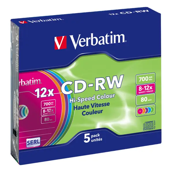 1x SCATOLA 5 CD-RW DATALIFEPLUS SLIM CASE 8X-10X 700MB SERIGRAFATO COLORATO_RISCRIV
